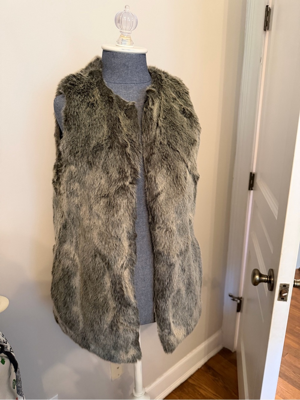 Talula Faux Fur Sleeveless Vest in Gray